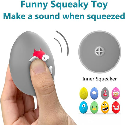SCHITEC Squeaky Dog Toys, [8 Pack] Latex Squeaker Bouncy Egg for Small Medium Pets Puppies, 2.5” Soft Animal Rubber Interactive Fetch Ball Set