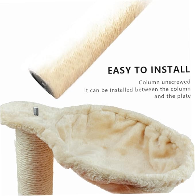 Cat Hammock Cat Bed 17in Dia Spoon-Shape Large Cat Tree Hammock Soft Scratch-Proof Cat Tree Replacement Parts Washable Easy to Install Cat Tree Attachments Beige