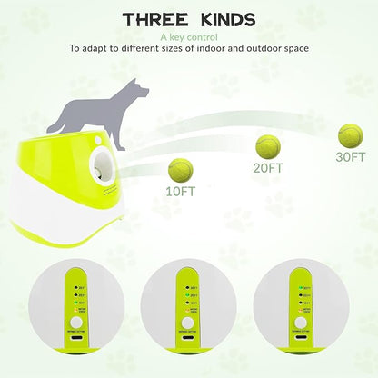 ENTROY Automatic Ball Launcher,Dog Toy Ball Thrower,Interactive Dog Ball Thrower,Adjustable Distance 10-30ft Ball Thrower Dog Fetch Machine with 6 2 inch Tennis Balls for Small and Medium Dogs(Green)