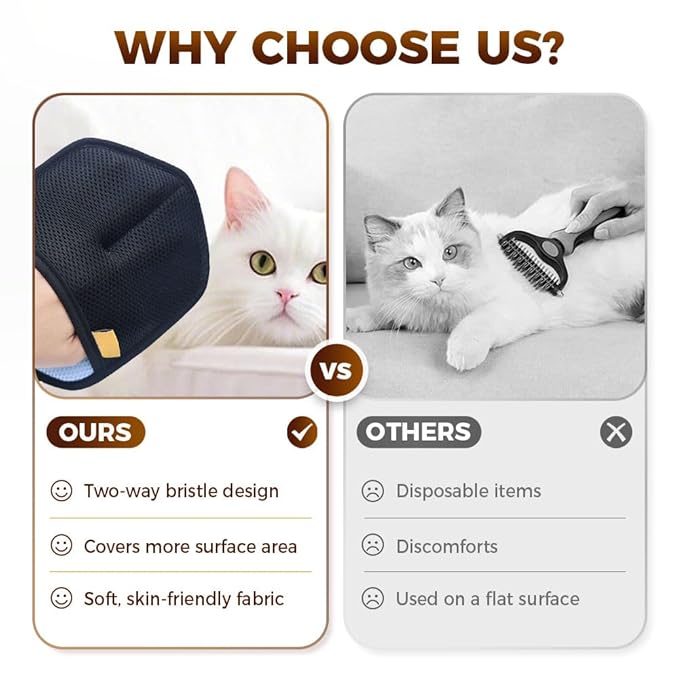 Pet Hair Removal Glove,2026 New Grooming Pet Hair Remover Gloves for Cats & Dogs,Reusable Pets Hair Remover Tool for Bed Sheets Couch Clothes Carpet Car Seat (A-Blue)