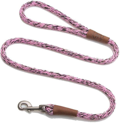 Mendota Pet Snap Leash - British-Style Braided Dog Lead, Made in The USA - Pink Camo, 3/8 in x 6 ft - for Small/Medium Breeds