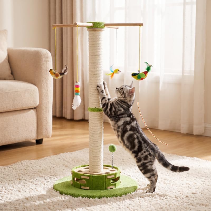 Tall Cat Scratching Post with Cat Puzzle Toys, Interactive Cat Toys - Image 2
