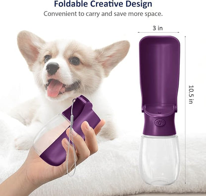 WePet Foldable Portable Dog Water Bottle Puppy Water Dispenser with Drinking Feeder, 12 OZ, High-Temperature Resistant Leak Proof for Pets Outdoor Walking, Hiking, Travel, Food Grade Plastic BPA Free