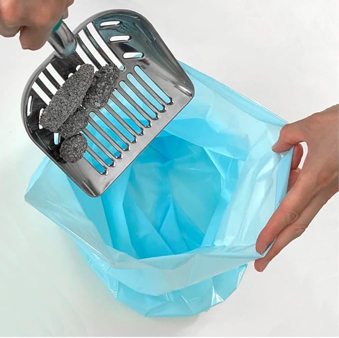 BOS Amazing Odor Sealing Cat Waste Disposal Bags - Durable, Unscented [Size: L, Color: light blue] (60 Count, Pack of 1) (60 Bags) ★NOT a litter box liner