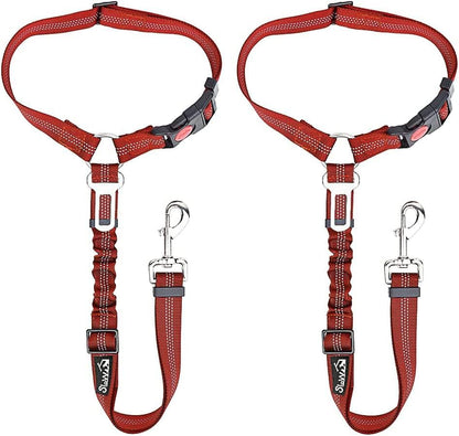SlowTon Dog Seat Belt for Car, 2 Pack Dog Car Harness Seatbelt with Bungee by SlowTon