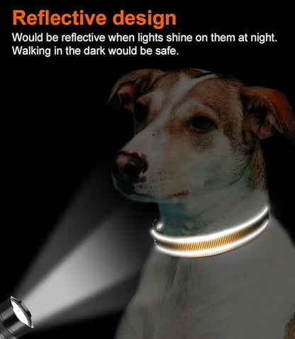 Joytale Reflective Dog Collar, Soft Neoprene Padded, Metal D-Ring, Nylon Pet Collar Adjustable for Medium Dogs, Khaki, M