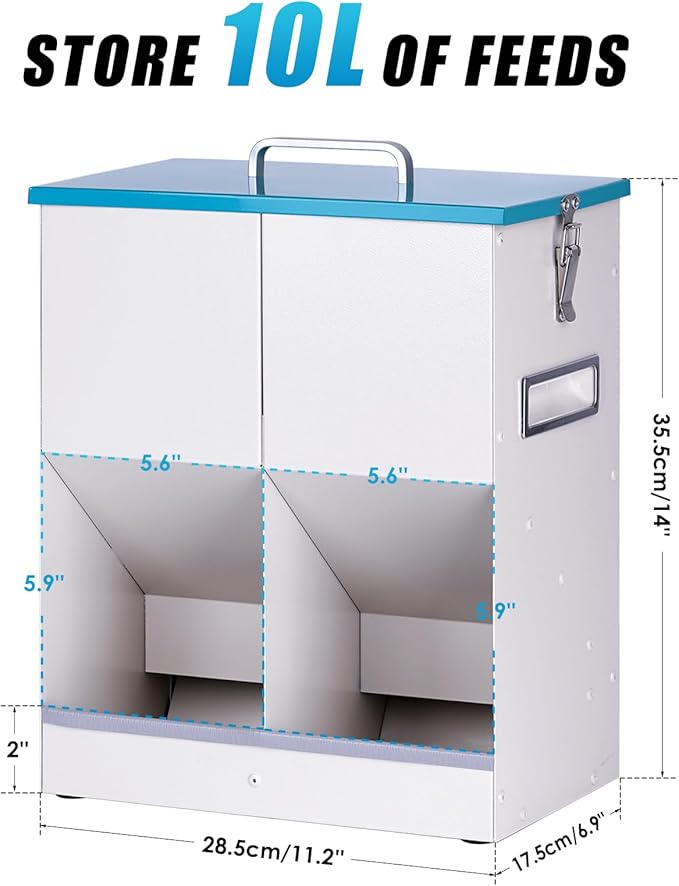 Automatic Cat Feeder Outdoor Dog Dry Food Dispenser Gravity Cat Feeder Pet Feeder for 2 Cats, 42cups/10L Dual (10L)