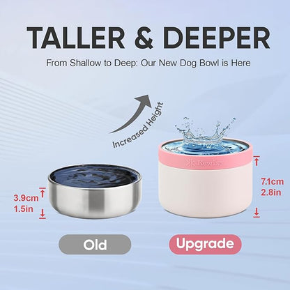 KEWIXY Insulated Dog Water Bottle with Travel Bowl, Dog Lover Gift, Portable Water Bottle Dispenser, Accessories for Car, Hiking, Camping, Outdoor, Leak-Proof, Detachable (Pale Pink)