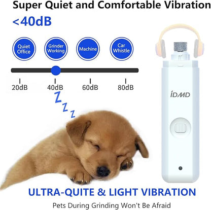 Dog Nail Trimmers-Powerful 2-Speed Dog Nail Grinder-with Safe LED Lighting and Battery Capacity Indicator Light & Type-c USB Rechargeable Quiet pet Nail Grinder for Dogs/Cats (grinder+Charging Cable)