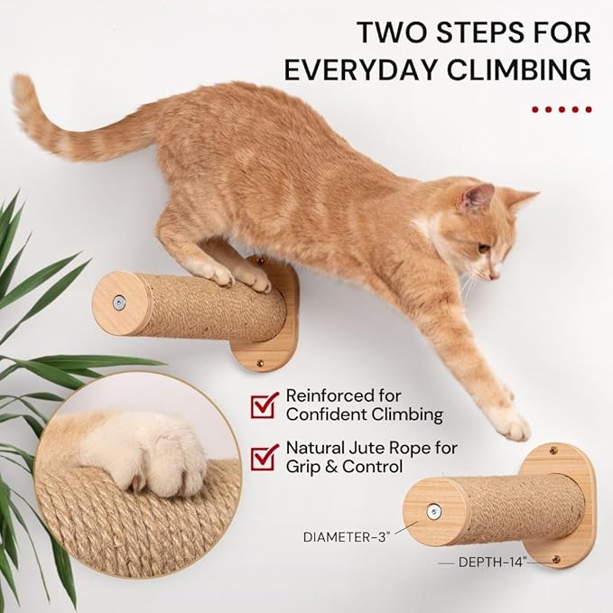 7 Ruby Road Cat Wall Shelves Hammock Set - Wall Mounted Cat Furniture with Steps for Large Cats, Indoor Climbing & Lounging