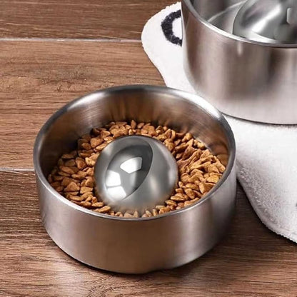 SUS304 Stainless Steel Dog Food Slow Feeder Ball - 3in - Slows Fast Eating, Prevents Choking, Bloating & Obesity - Fun Feeding for All Dogs - Durable, Smooth & High Adaptability (Medium 3Inch)