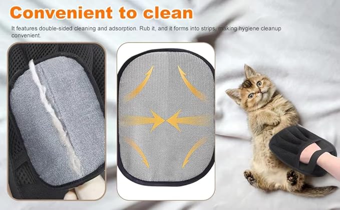 Bretty Reusable Electrostatic Pet Hair Removal Glove – Extra Thick 10mm Five-Finger Cleaning Mitt for Dogs & Cats, Removes Pet Hair from Furniture, Sofa & Clothing