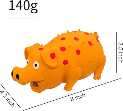 Andiker Dog Squeaky Toy, Dots Latex Dogs Chew Toys with a Oinks Sound Squeaker Grunting Pig Dog Toy Sturdy Self Play 8" Dogs Squeeze Toy for Dental Biting Chasing to Kill Boring Time (Orange)