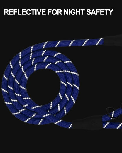 Joytale Dog Leash for Small Dogs, Heavy Duty Nylon Leashes with Comfortable Padded Handle and Highly Reflective Threads, Ideal for Walking and Training, Navyblue, 5'×3/8''