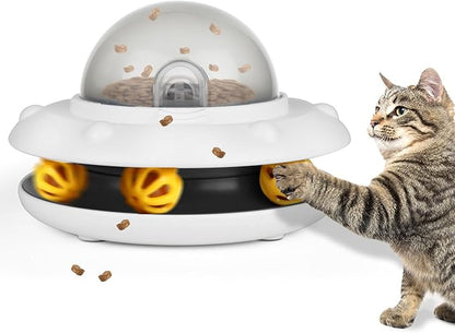 Smart Interactive Cat Feeder 2-in-1 Slow Feeder & Track Ball Toy with Bell Puzzle & Snack Dispenser Promotes Healthy Eating & Mental Stimulation for Cats Indoor