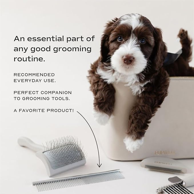 Pupwell Stainless Steel Metal Everyday Dog Comb for Grooming and Removing Tangles and Knots with Rounded Teeth and Good for All Dogs