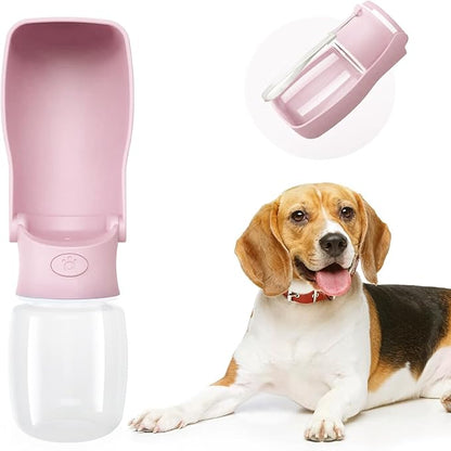 Portable Dog Water Bottle for Walking 19 OZ or 12 OZ Portable Pet Water Bottles for Puppy Small Medium Large Dogs Water Dispenser Pet Water Bowl Dog Accessories (19OZ Pink) (Pink 12 OZ)