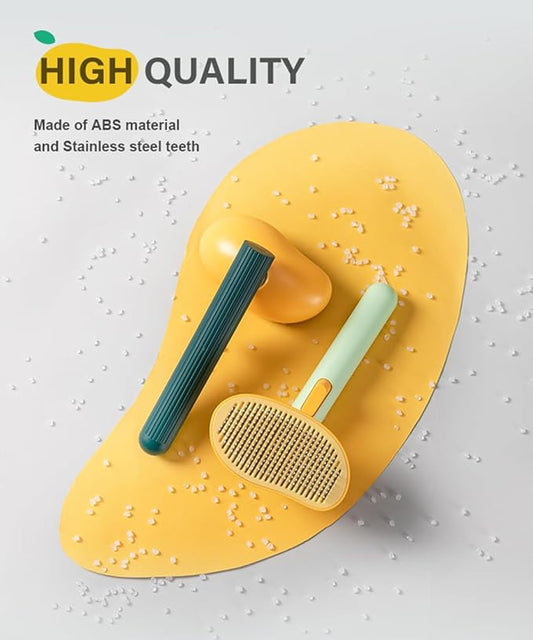 Cat Brush for Shedding, Mango Cat Brushes with Gentle Bristles and Release Button, Gentle Self Cleaning Pet Brush for Indoor Cats and Dogs Daily Grooming Tool During Shedding Season