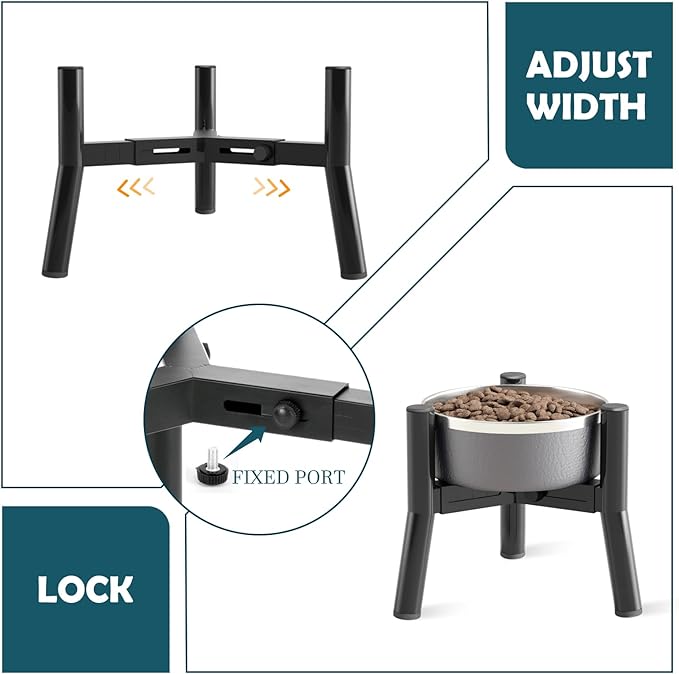 SHAINFUN Adjustable Elevated Dog Bowls Stand Compatible with 6 to 8 inch Wide Raised Stand with Metal Material for Medium and Small Sized Dogs (Bowl Not Included)