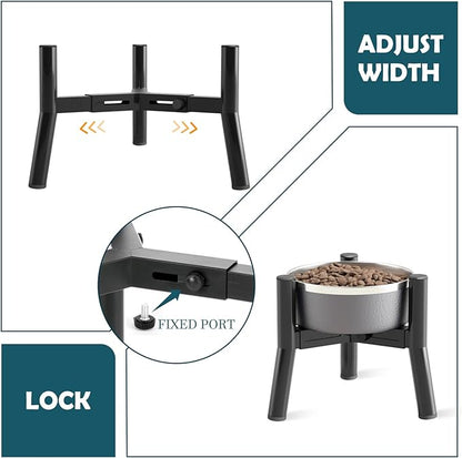 SHAINFUN Adjustable Elevated Dog Bowls Stand Compatible with 6 to 8 inch Wide Raised Stand with Metal Material for Medium and Small Sized Dogs (Bowl Not Included)