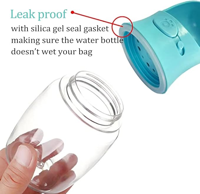 Dog Water Bottle, Leak Proof Portable Puppy Water Dispenser with Drinking Feeder for Pets Outdoor Walking, Hiking, Travel (12OZ, Blue)