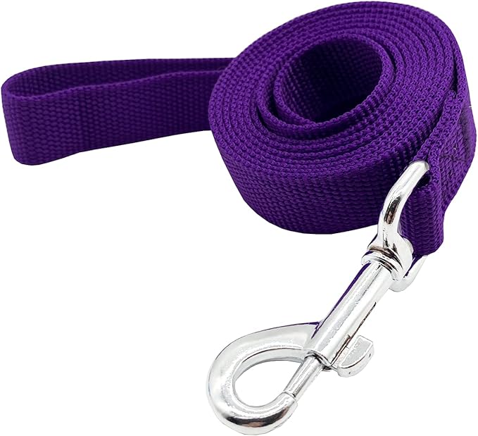 Nylon Dog Training Leash, Traction Rope, 4Ft /5 Foot /6 Feet Long, 5/8 inch 3/4 Inch 1 Inch Wide, for Small and Medium Dogs (5/8'' x 6 FT, Purple)