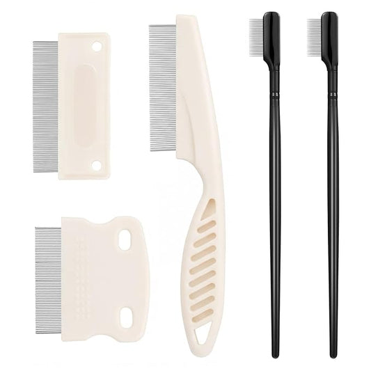 5 Pieces Dog Eye Combs Tear Stain Remover Combs Pet Grooming Comb for Small Dogs Gently Removing Eye Mucus and Crust (Beige, Black)