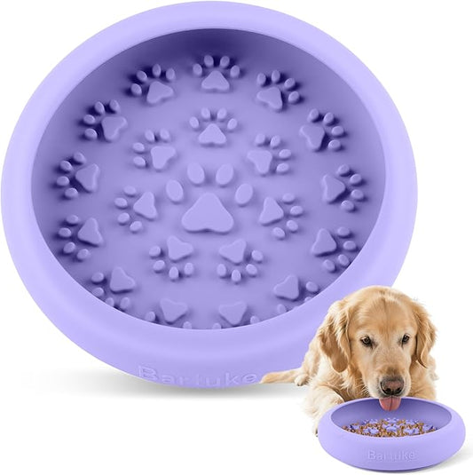 Dog Lick Bowl, Slow Feeder Dog Bowl Licking Mat for Small to Large Dogs, BPA-Free Non-Slip Silicone Slow Feeder Treat Dispenser for Anxiety Relief, Freezer & Dishwasher Safe (Purple, 8.2"×2")