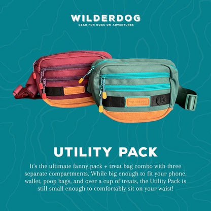 Wilderdog Utility Fanny Pack stores Treats, Balls, Keys in 3 Pockets with adjustable strap and Poop Bag dispenser (Huckleberry) - Image 7