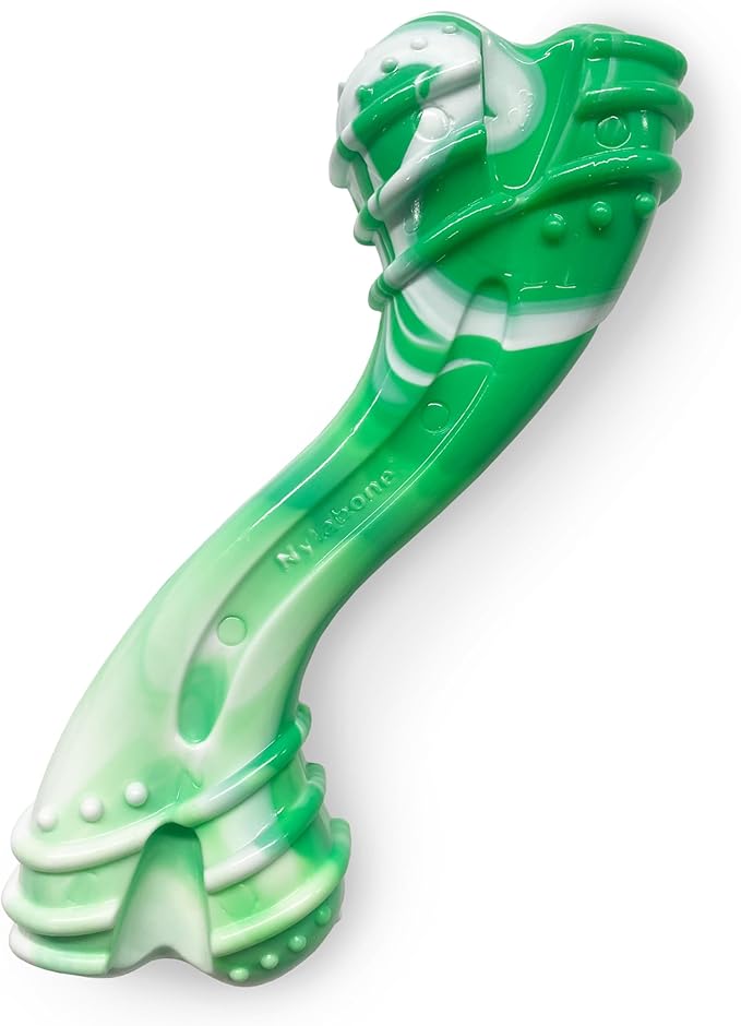 Nylabone Curvy Dental Bone Power Chew Toy for Dogs, Dog Chew Bones for Aggressive Chewers, Wintergreen Flavor, Large - Up to 50 lbs, 1 Count