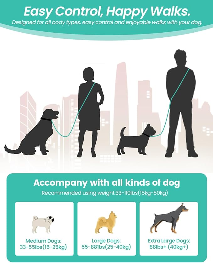 Hands Free Dog Leash, 5.1-8.9Ft Crossbody Long Leash, Waist Dog Belt for Small & Medium Dogs, City Walking & Running Outdoor Hiking &Travel etc. (Grey Green)