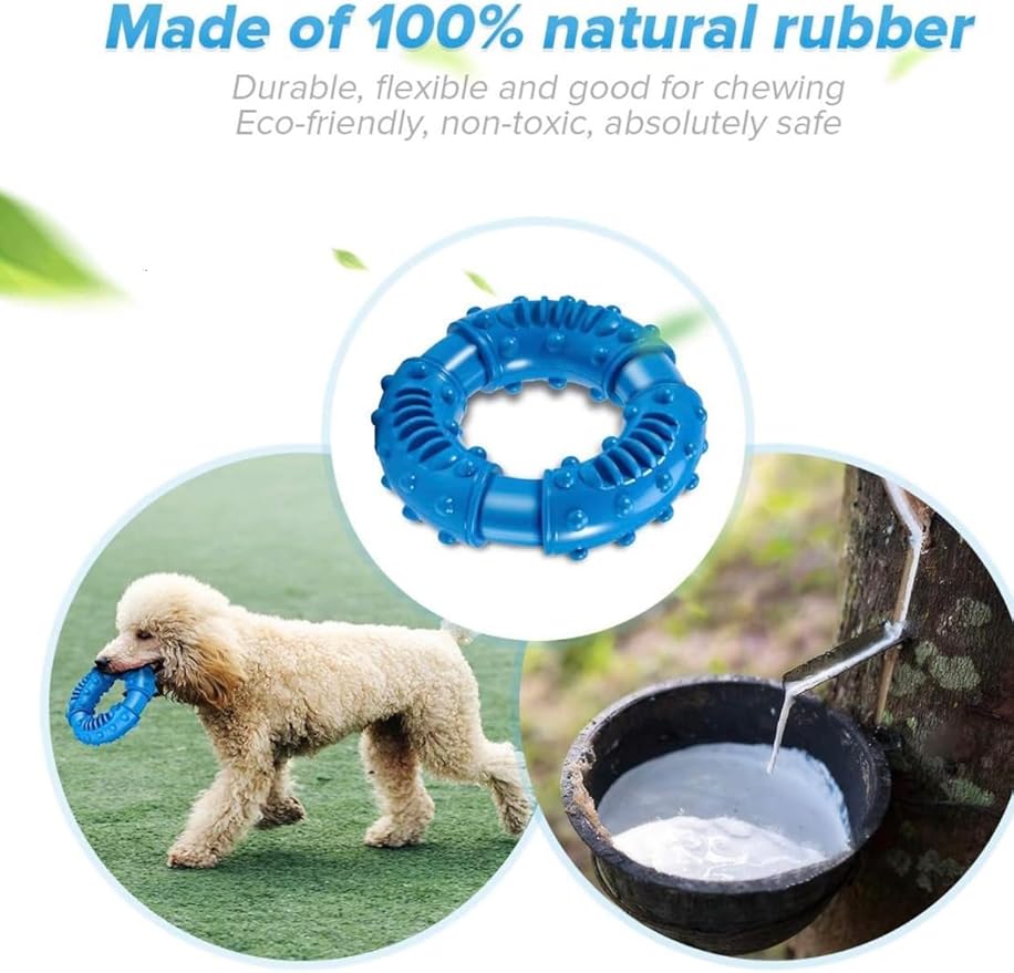 Dog Chew Ring Toy, Though, Durable and Non Toxic Blue Rubber Dog Toys, Interactive Dental Teething Toy for Large Dogs, Aggressive Chewers Large Breed, Fun to Chew, (Blue), 1 Count (Pack of 1)