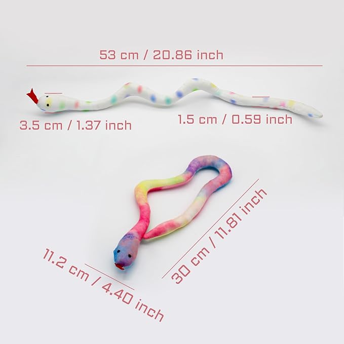 Andiker 2PCS Snake Cat Toys, 23.6 Inches Long Realistic Snake Shape Cat Plush Toys with Bite-Resistant Fabric Interactive Cats Toy for Indoor Cats to Bite Chew Keep Teeth Clean (Brown&Blue)