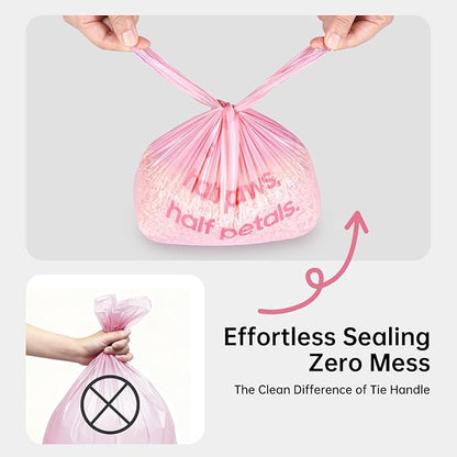 125 Count Cat Poop Bags Cherry Blossom Scented with Handles, Disposable Litter Bags for Pet Poop, Dog Kitty Waste Bags Extra-Thick Easy Tie Leak-Proof Strengthen, Pink