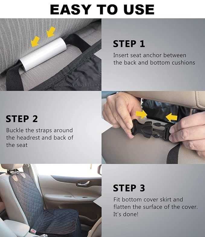 Front Pet Seat Cover Protector for Dogs Cats Car Nonslip Scratchproof Waterproof Washable Pets Front Seats Covers for Cars Trucks SUVs Vans (Grey)