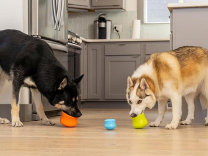 WEST PAW Zogoflex Toppl Interactive Treat Dispensing Puzzle Dog Toy for Mental Stimulation & Enrichment-Holds Kibble & Treats-Lickable, Freezable & Dishwasher Safe-Made in USA-XL-Tangerine