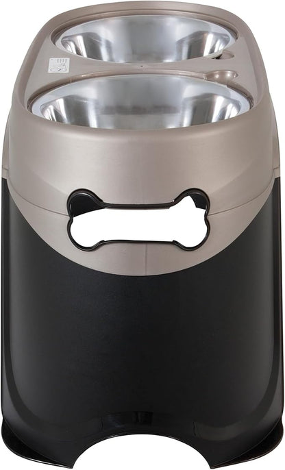Petmate Easy Reach Pet Diner Elevated Dog Bowls 2 Sizes 2 Polished Colors, Black/Pearl Tan, Large (23479), Made in USA