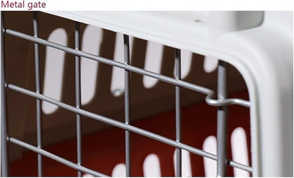 Dog Kennel Pet Airline Box Checked Dog Travel Portable Car Cage(Gris)