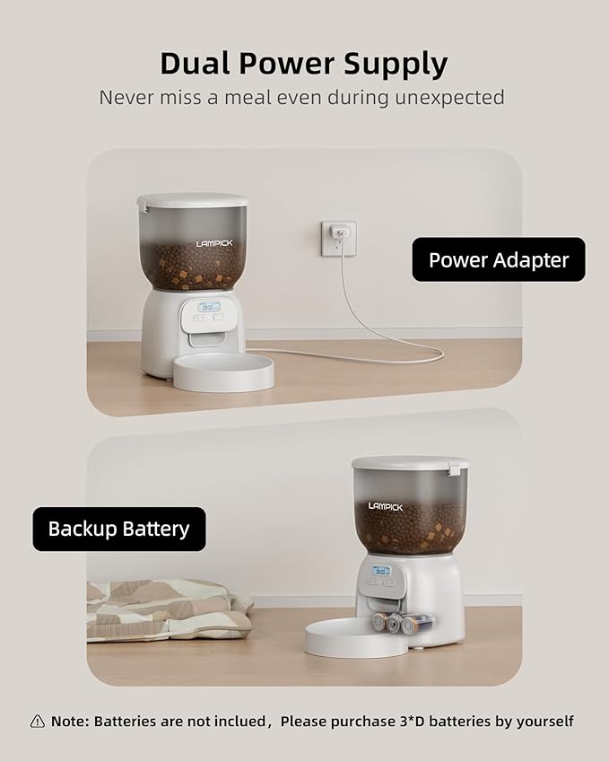Automatic Cat Feeder, 4L Pet Food Dispenser for Cats and Small Dogs Up to 15 Portions 6 Meals Per Day