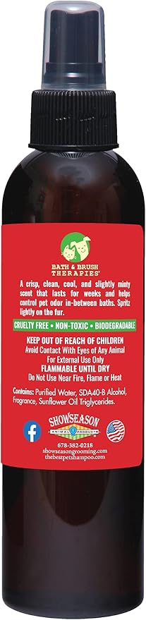 Showseason Animal Products Bath & Brush Therapies Snowfall Dog Cologne 4.5 oz | Dog Perfume Long Lasting | Deodorizing Spray