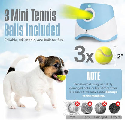 Automatic Dog Ball Launcher for Small Dogs – Dog Ball Thrower Fetch Machine - Indoor Outdoor Interactive Toy with 3 Mini Tennis Balls 2 Inch