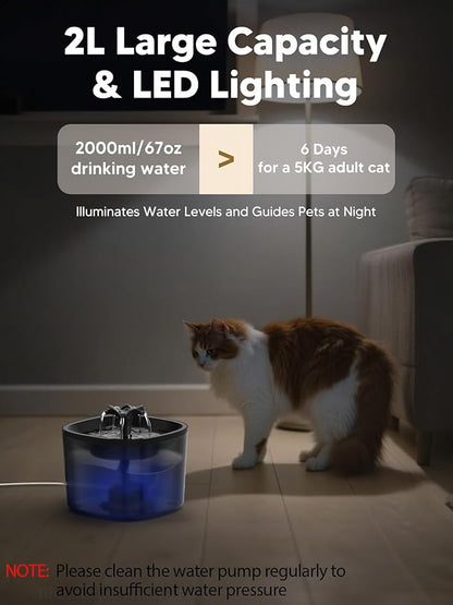 Automatic Cat Feeder and Water Fountain, 4L/16 Cups Timed Cat Dry Food Dispenser, 10s Meal Call, 20 Portions 6 Meals Per Day, 2L Cats Fountains for Drinking with Filter, Pet Feeder for Dog White