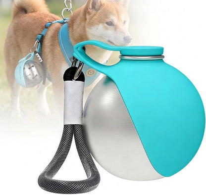 Foldable Pet Water Bottle for Travel, 2-in-1 Portable Dog Drinking Bottle with Stainless Steel Cup & Silicone Bowl, Leak-Proof Dispenser for Walking, Hiking, Outdoor Use, Small Dogs Puppies (B)