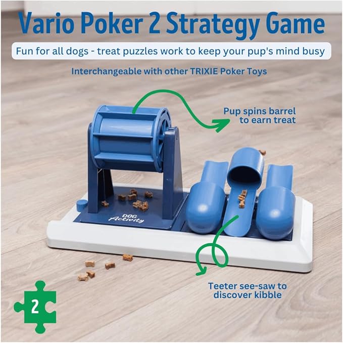 TRIXIE Vario Poker Box 2 Dog Activity Interactive Toy, Level 2 Food Puzzle Game, Brain Teasing Treat Dispenser, IQ and Mental Development Toy for Smart Dogs, Enrichment Toy for Boredom Busting
