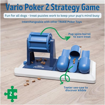 TRIXIE Vario Poker Box 2 Dog Activity Interactive Toy, Level 2 Food Puzzle Game, Brain Teasing Treat Dispenser, IQ and Mental Development Toy for Smart Dogs, Enrichment Toy for Boredom Busting