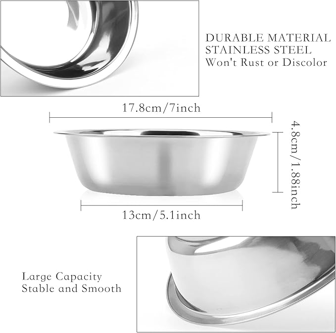 8 Pack Small Dog Bowl Cat Bowl,3 Cup 24 OZ Stainless Steel Dog and Cat Bowls Pet Metal Food and Water Dish,Basic Pet Feed Bowls for Small Dog Puppies Kitten