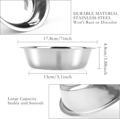8 Pack Small Dog Bowl Cat Bowl,3 Cup 24 OZ Stainless Steel Dog and Cat Bowls Pet Metal Food and Water Dish,Basic Pet Feed Bowls for Small Dog Puppies Kitten