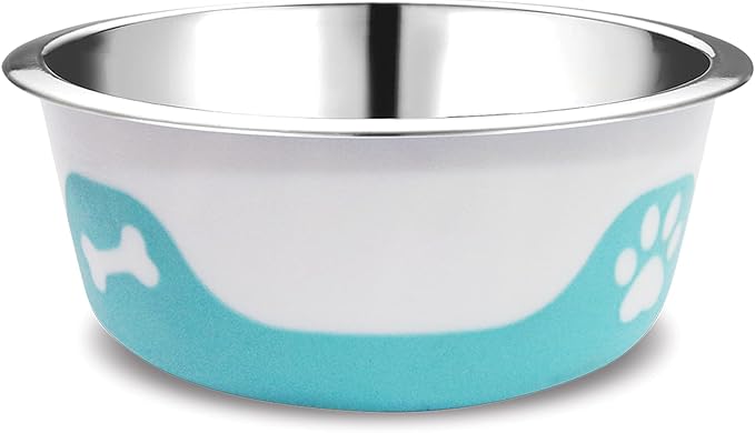 Thermocool Insulated Stainless Steel Pet Bowl - 64 Oz (XL) Non-Slip Feeding Dish Reduces Sliding & Spills, Keeps Water Cold & Food Warm, Dishwasher Safe (Light Blue)