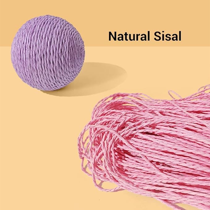Extra Large 4-Inch Cotton Yarn Fluffy Soft Scratch Cat Ball Toy (Blue)