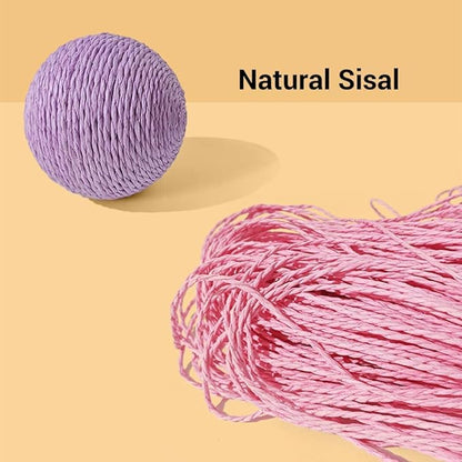 Extra Large 4-Inch Cotton Yarn Fluffy Soft Scratch Cat Ball Toy (Yellow)